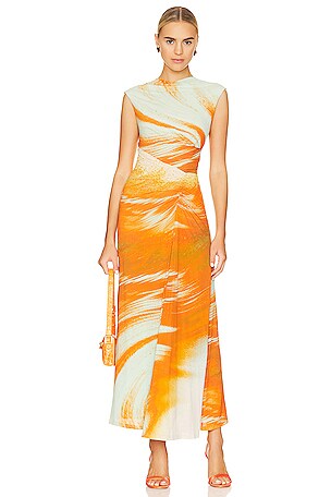 marble orange dress Louise Marble Wrap Dress Orange