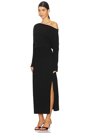 SIMKHAI Janese Off Shoulder Midi Dress in Black