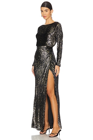 SIMKHAI Angelique Longsleeve Gown in Black