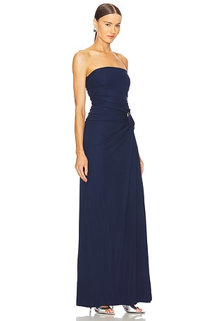 SIMKHAI Emma Strapless Bustier Gown in Navy