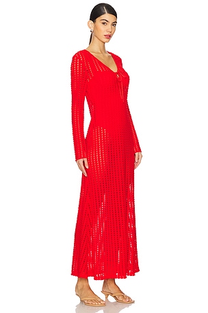 SIMKHAI Elton Keyhole Midi Dress in Red