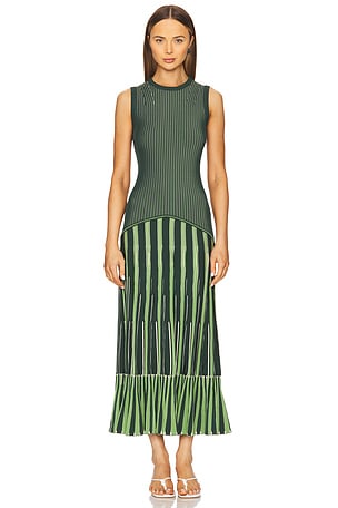 SIMKHAI Zhane Sleeveless Maxi Dress in Dark Green