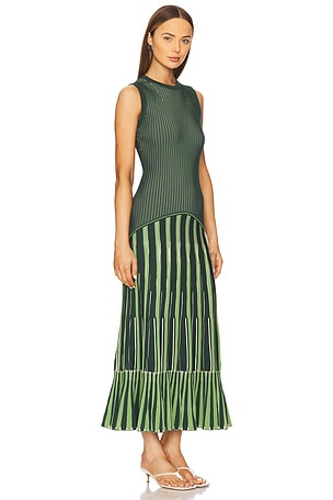 SIMKHAI Zhane Sleeveless Maxi Dress in Dark Green