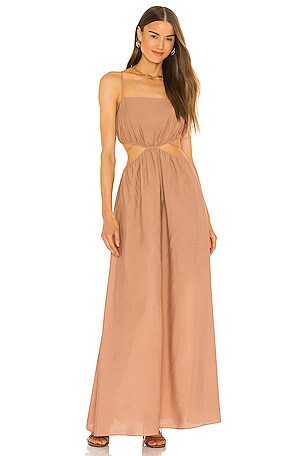 SIMKHAI Amora Maxi Dress in Teak