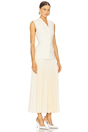 SIMKHAI Georgina Sleeveless Vest Midi Dress in White