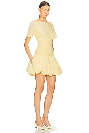 SIMKHAI Libbie Short Sleeve Mini Dress in Lemon