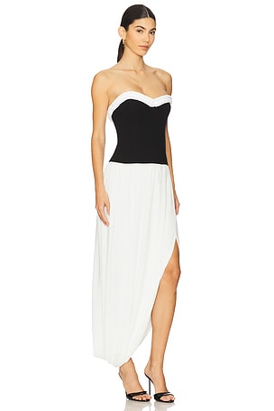 SIMKHAI Augusta Bustier Midi Dress in Black,White