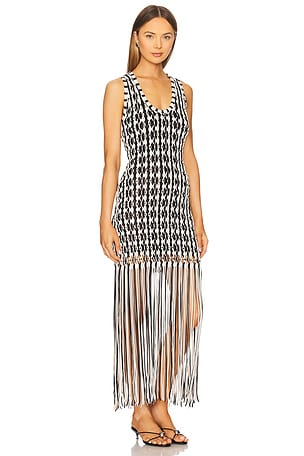 SIMKHAI Sonia Tank Dress in White & Black Multi in Black,White