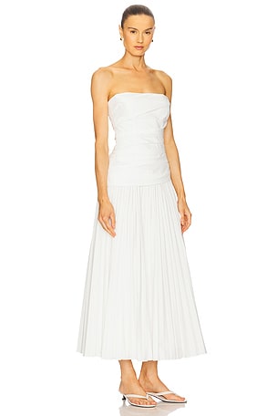 SIMKHAI Arie Strapless Bustier Midi Dress in White