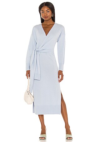SIMKHAI Skyla Knit Wrap Dress in Sky | REVOLVE