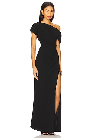 SIMKHAI Kally Draped Midi Dress in Black