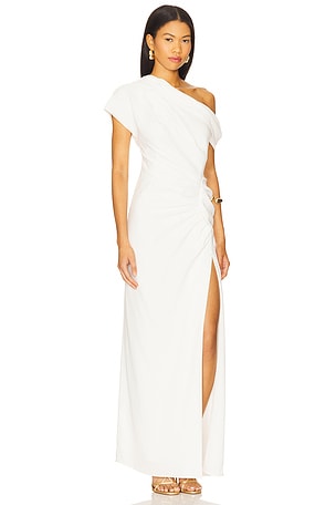 SIMKHAI Kally Draped Midi Dress in Ivory