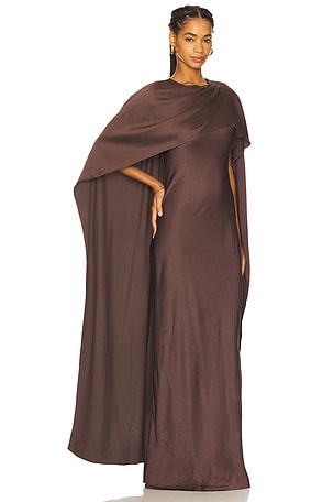 SIMKHAI Izel Cape Gown in Chocolate