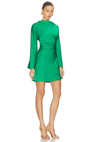 SIMKHAI Harpor Long Sleeve Mini Dress in Green