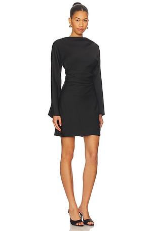 SIMKHAI Harpor Long Sleeve Mini Dress in Black