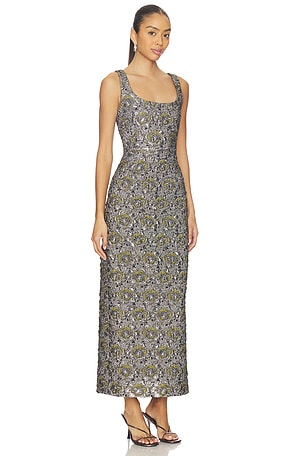 SIMKHAI Ravenna Midi Dress in Metallic Silver