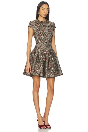 SIMKHAI Elowen Short Sleeve Mini Dress in Brown
