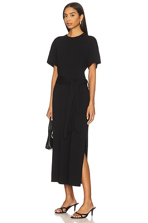 SIMKHAI Kassie T-shirt Dress With Tie in Black. Size XS. Also