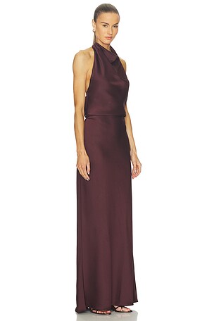 SIMKHAI Reannon Draped Gown in Chocolate