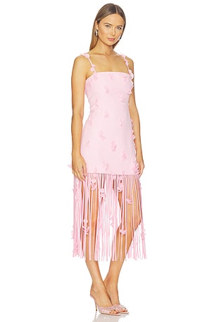 SIMKHAI Juliana Midi Dress in Pink. Size 8. Also