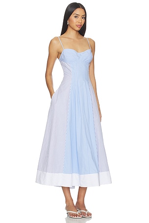 SIMKHAI Chamberlain Cotton Midi Dress in Blue