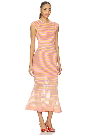 SIMKHAI Danica Knit Midi Dress in Peach