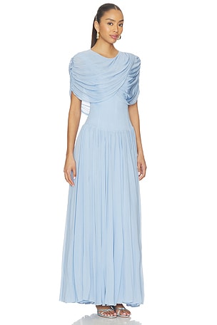 SIMKHAI Nancie Cape Midi Dress in Blue