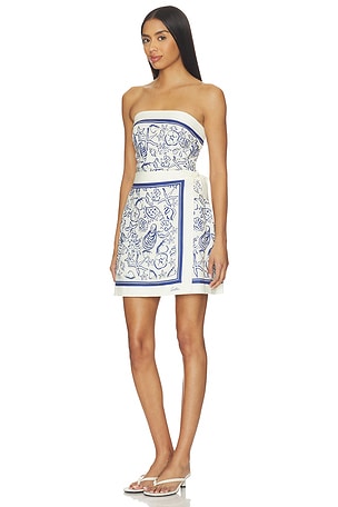 SIMKHAI Darbie Linen Bustier Mini Dress in Navy