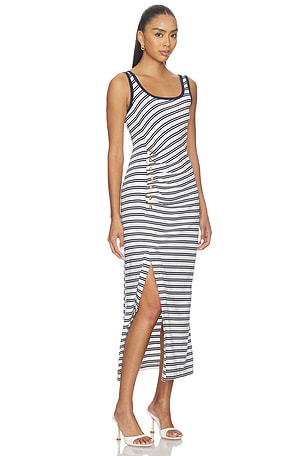 SIMKHAI Becker Cotton Jersey Midi Dress in Navy