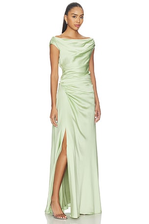 SIMKHAI Elinne Short Sleeve Gown in Green