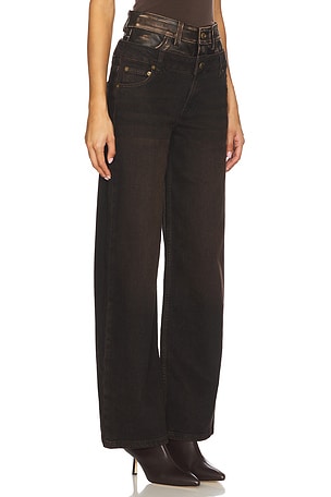 SIMKHAI JEAN JAMBES LARGES DOUBLE TAILLE KOVE en Marron