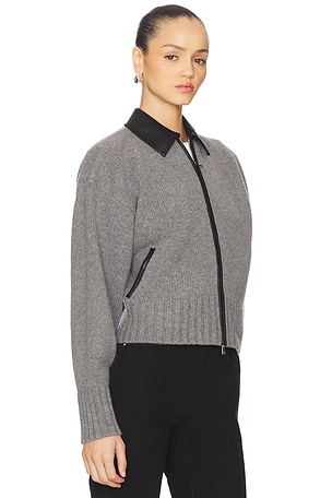 SIMKHAI Zofia Zipper Cardigan in Grey. Size S. Also