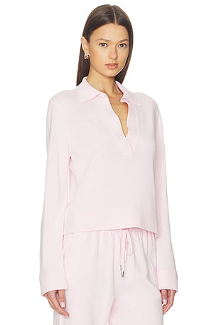 SIMKHAI Long Sleeve Polo in Pink