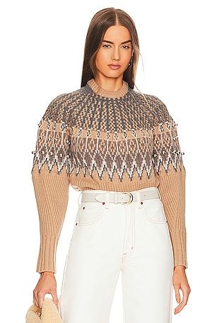 ANINE BING Kendrick University Paris Sweater in Light Camel REVOLVE