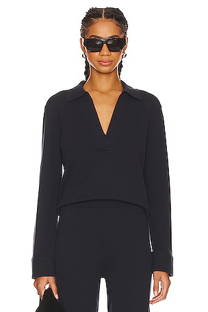 Brochu Walker | Women's V-neck Layered Pullover Sweater in Black Onyx