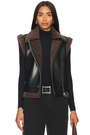 Daniels Faux Leather Sherpa VestSIMKHAI$495