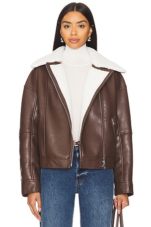 Nyx Faux Leather Sherpa Moto Jacket SIMKHAI