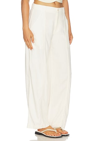 SIMKHAI Langston Linen Utility Pant in Ivory