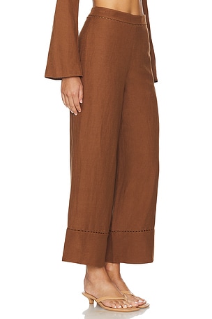 SIMKHAI Colley Cropped Straight Leg Pant in Brown