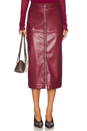 Bianca Faux Leather Midi Skirt SIMKHAI