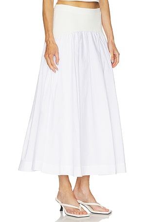 SIMKHAI Ovie Midi Skirt in White. Size XS. Also