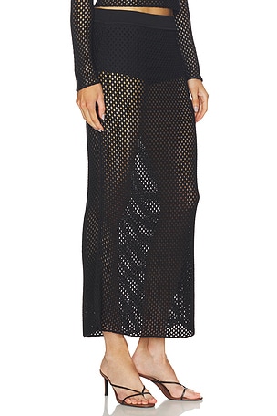 SIMKHAI Demitri Midi Skirt in Black. Size XS. Also