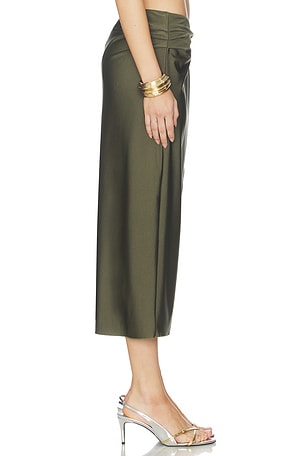 SIMKHAI Kora Wrap Midi Skirt in Army