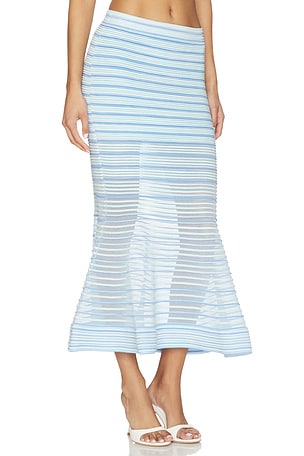 SIMKHAI Sullivan Midi Skirt in Blue. Size M. Also