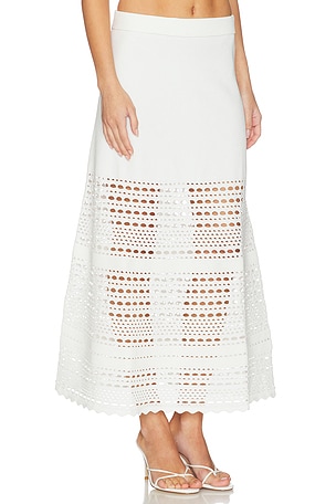SIMKHAI Westly Open Stitch Knit Skirt in Ivory
