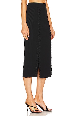 SIMKHAI Helix Lace Up Skirt in Black