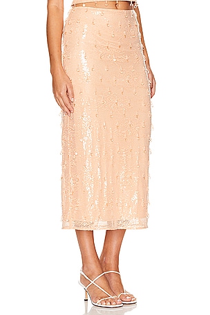 SIMKHAI Finnegan Midi Skirt in Peach