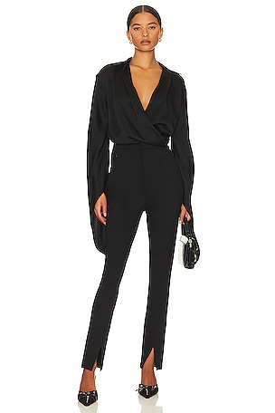 Marissa Webb Zip Front Bodysuit in Black