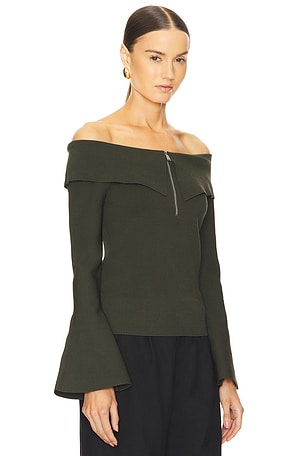 SIMKHAI Rebecka Off Shoulder Top in Green