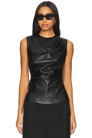 Wynter Faux Leather Draped Top SIMKHAI